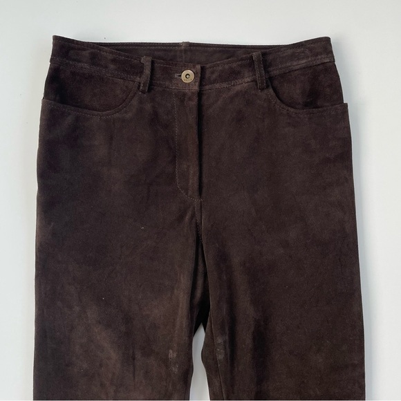 DKNY Women's Brown 100% LEATHER Pants Size 4 - Picture 3 of 10